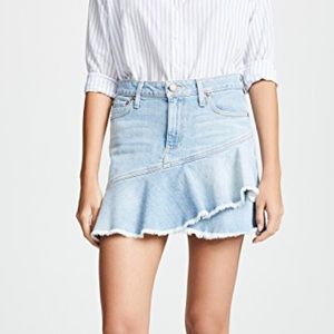 Alice and Olivia Mini Flounce Ruffle Denim Skirt